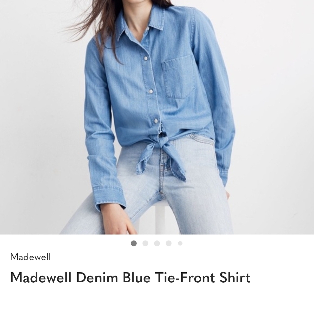 Madewell Light Blue Tie-Front Denim Shirt